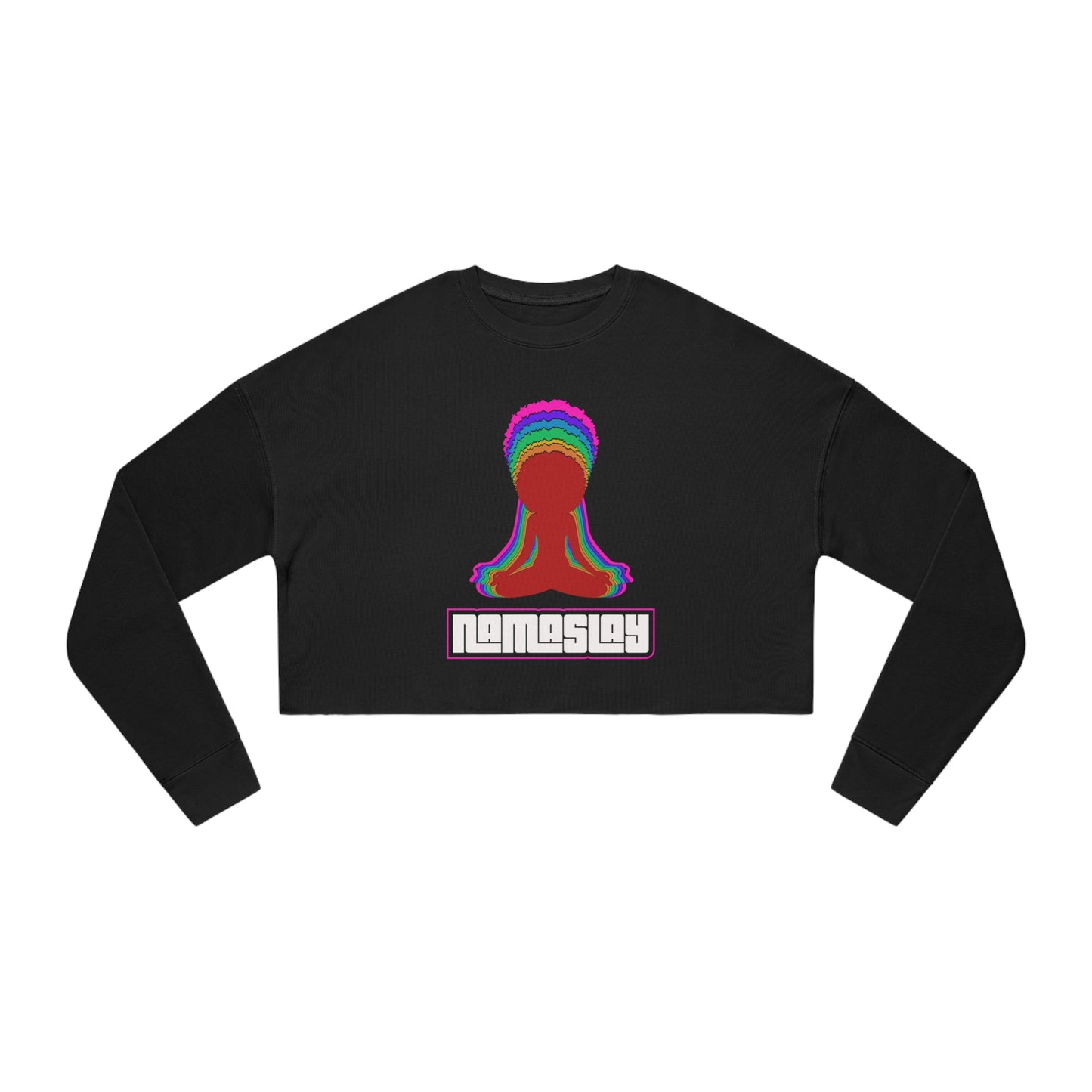 80's inspired multicolored yoga cropped drop shoulder sweatshirt