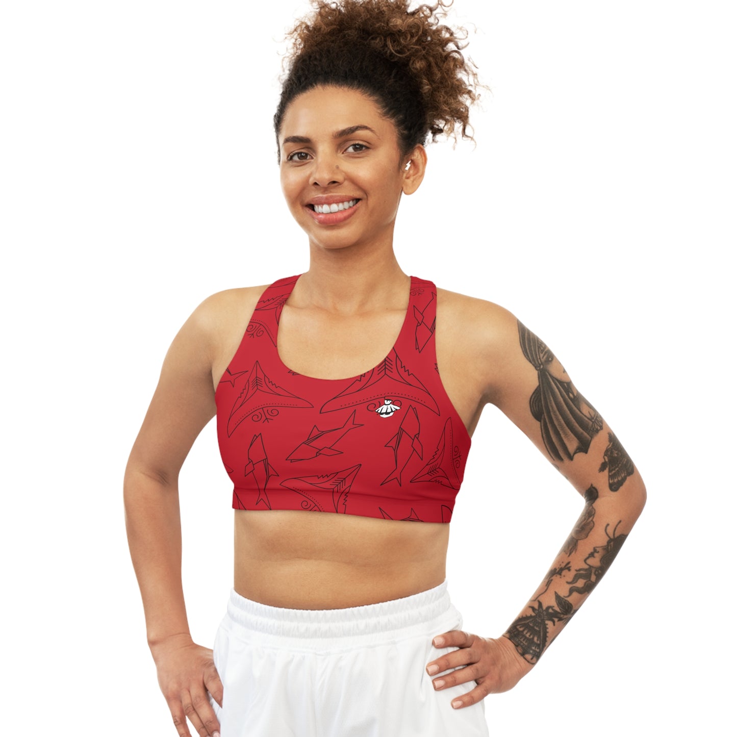 Red Seamless Sports Bra Shark Bite fitness top