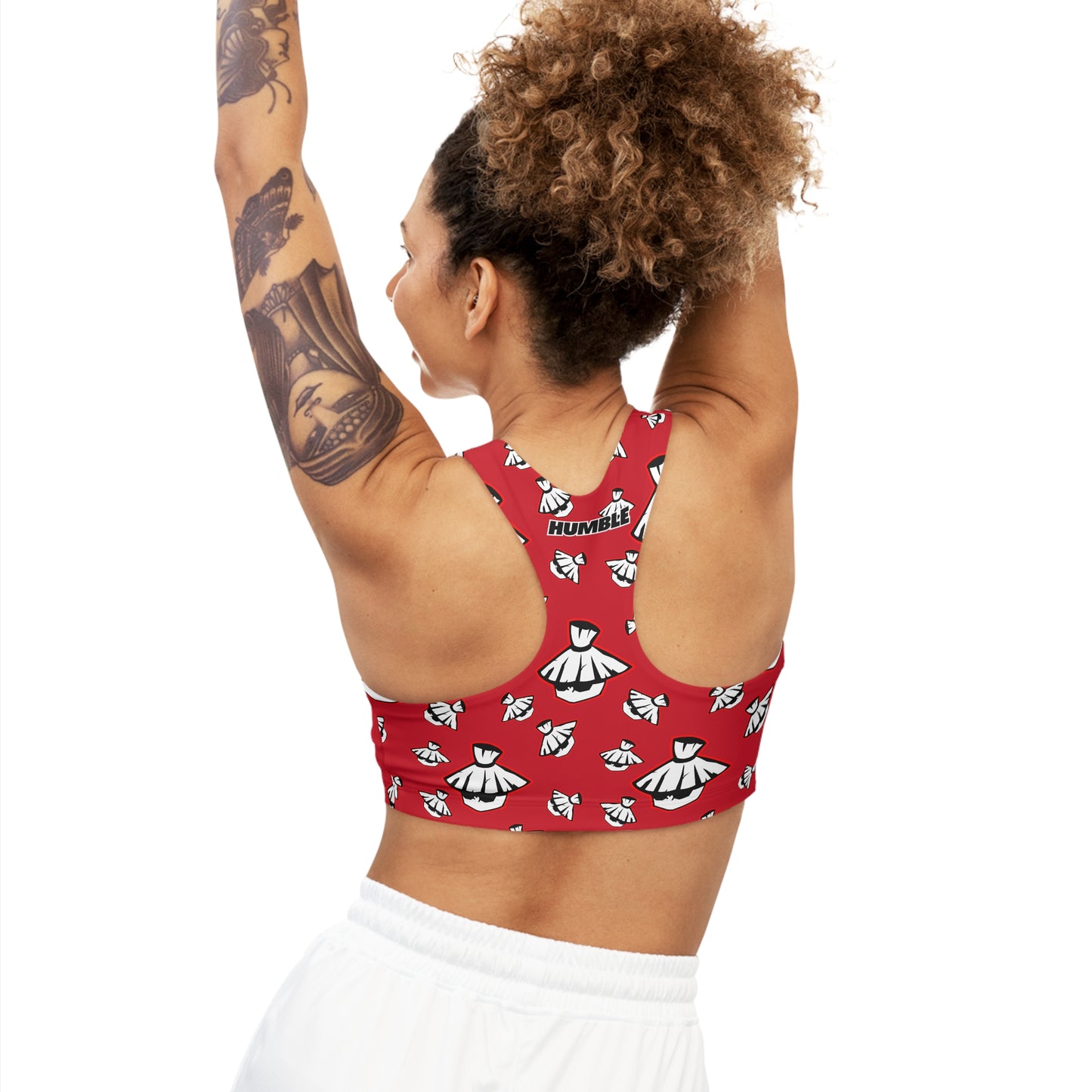 Red Humble head Muay thai Seamless Sports Bra (AOP)