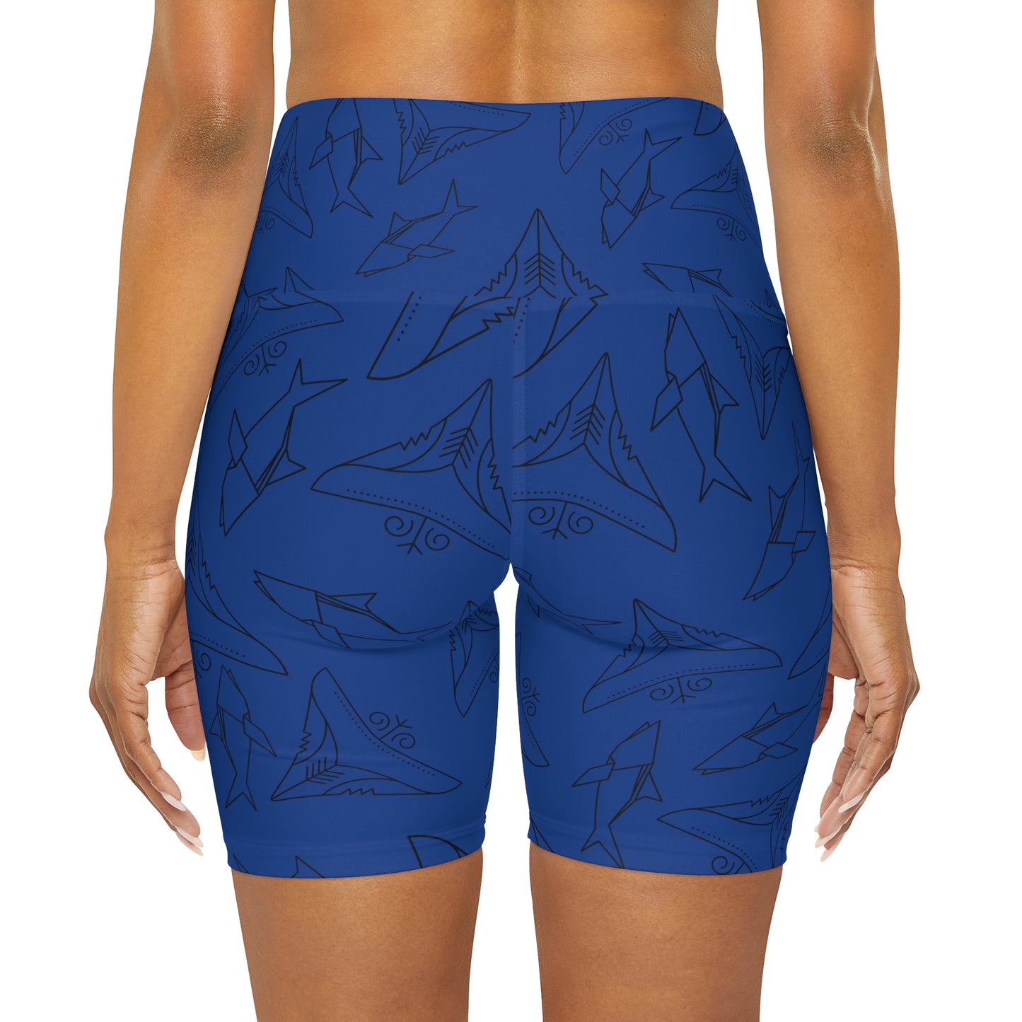 Blue High Waisted Yoga Shorts