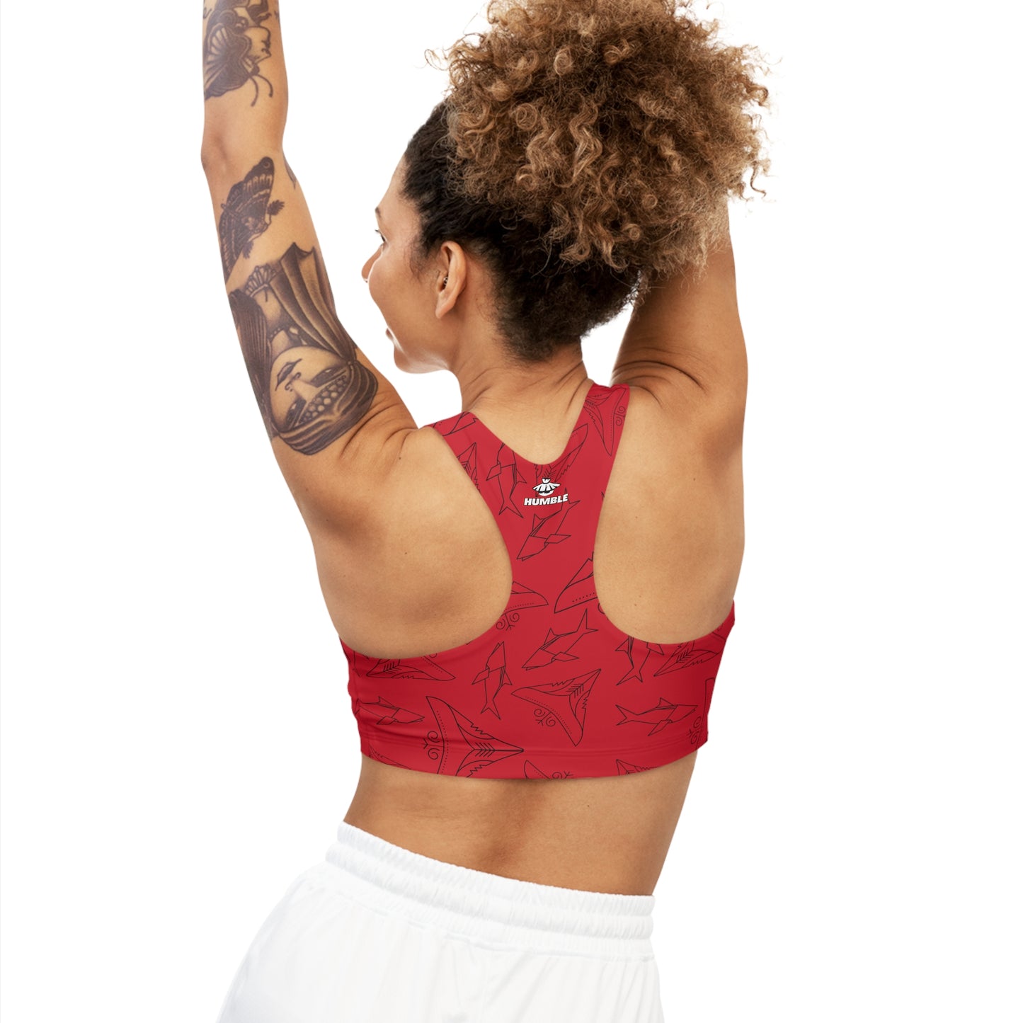 Red Seamless Sports Bra Shark Bite fitness top