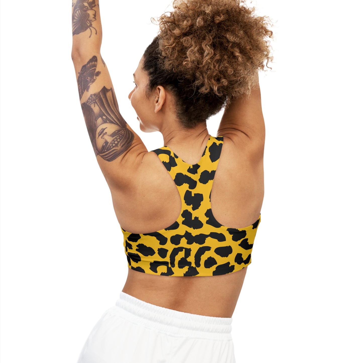 Leopard Animal camo Muay thai Seamless Sports Bra (AOP)