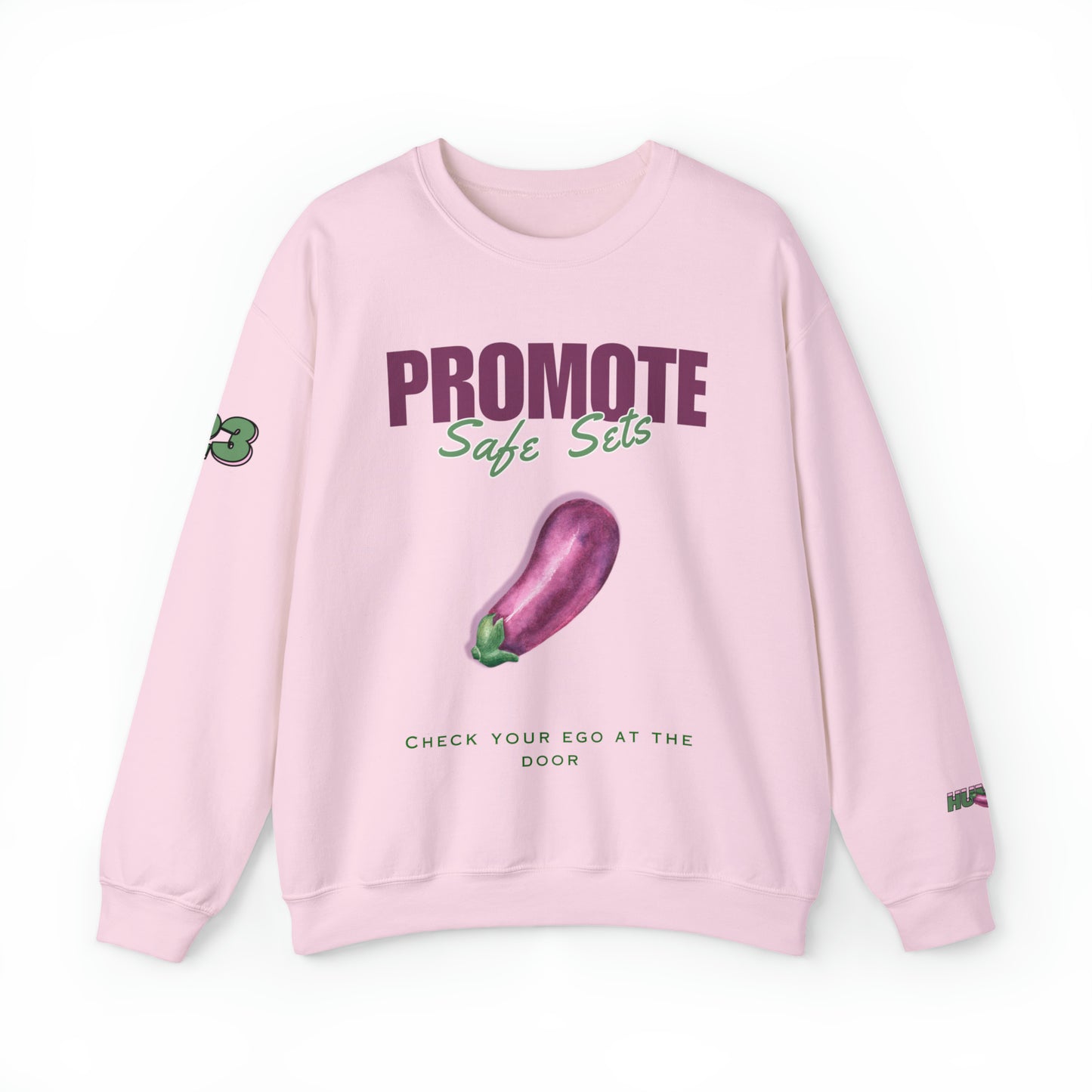 Promote safe sets sweater, Gym training top, Funny graphic crewneck shirt, Long-sleeved heavy unisex  comfy warm multifunction sweatshirt,