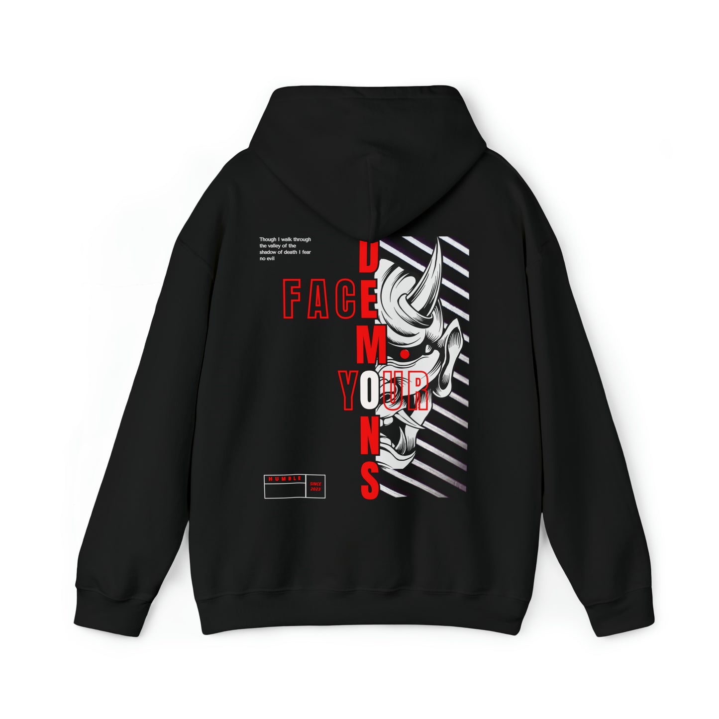 Unisex Heavy Hooded Sweatshirt Japanese ONI demon print Hoodie Cold weather long-sleeved sweater Muay thai boxing weightcut sweater