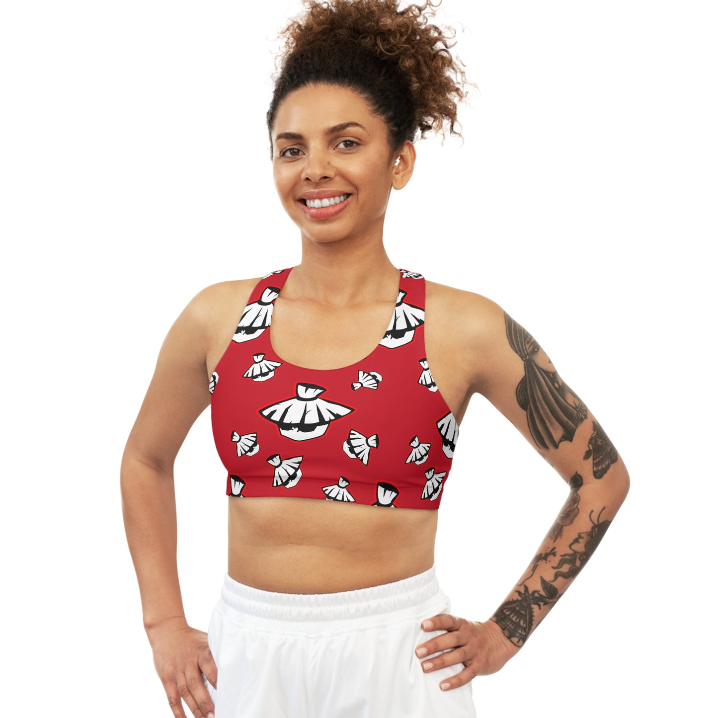 Red Humble head Muay thai Seamless Sports Bra (AOP)