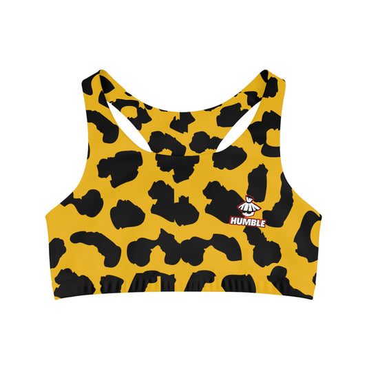 Leopard Animal camo Muay thai Seamless Sports Bra (AOP)