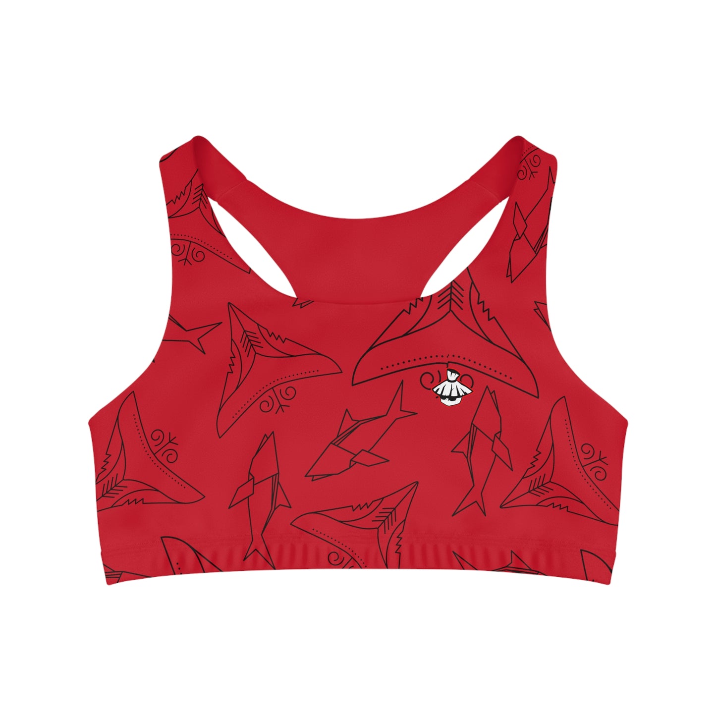 Red Seamless Sports Bra Shark Bite fitness top