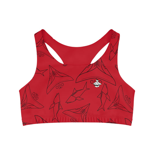 Red Seamless Sports Bra Shark Bite fitness top